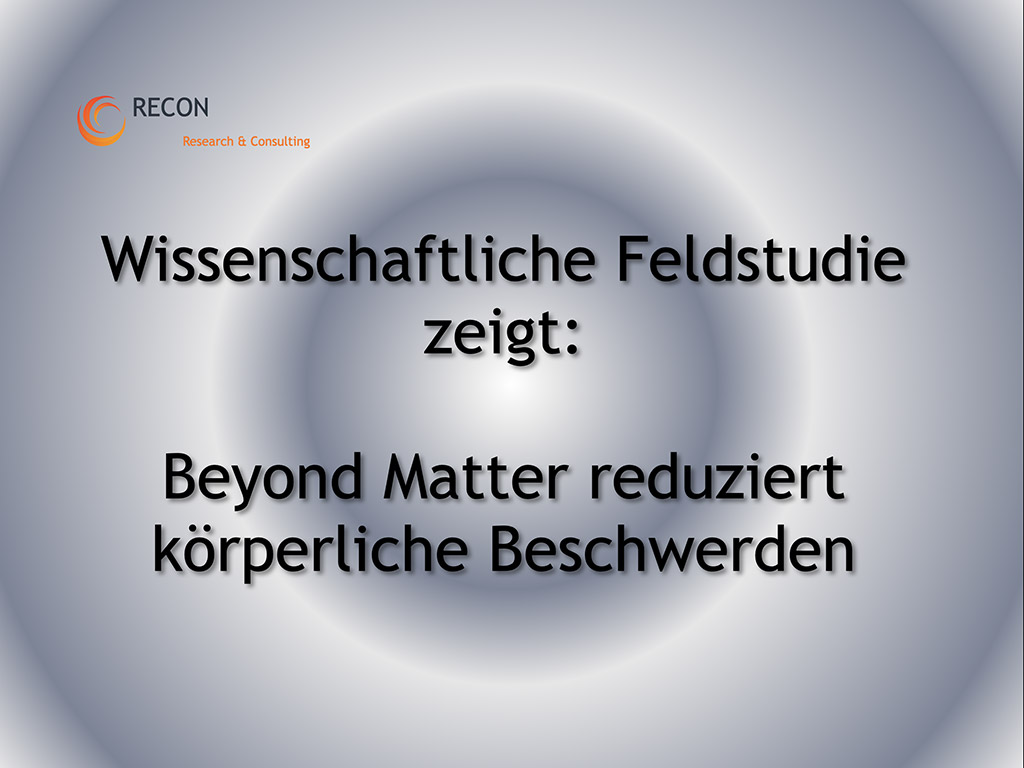 Beweis für Wirksamkeit Feldstudie Slide 01 Schutz vor Elektrosmog und 5G mit EssenceX-Schungit von Beyond Matter